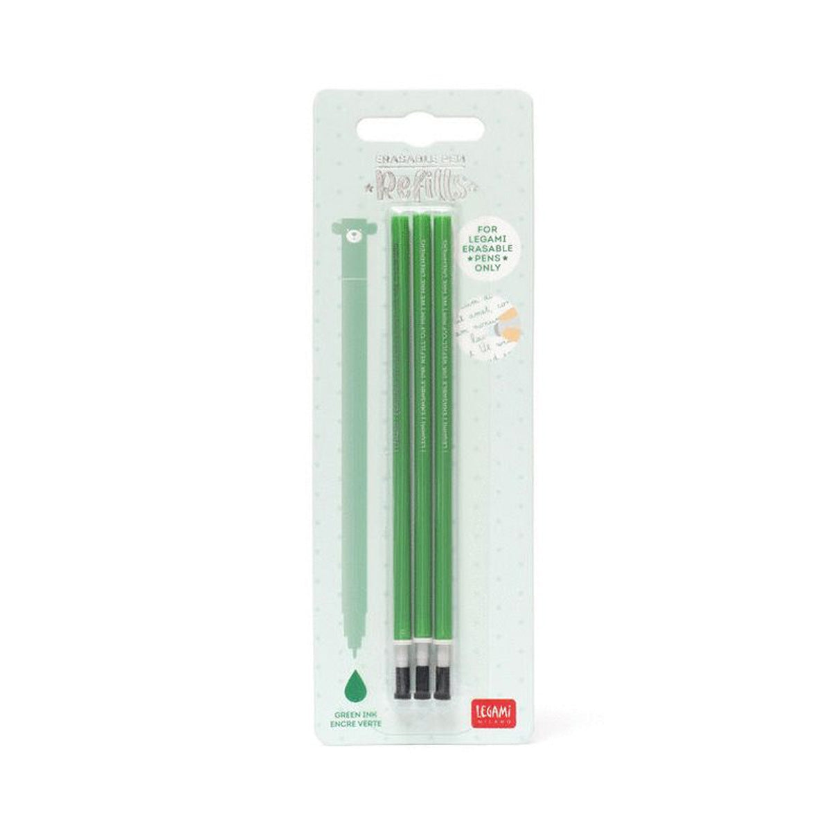 Set de 3 Repuestos para Plumas Borrables de Legami tinta Verde