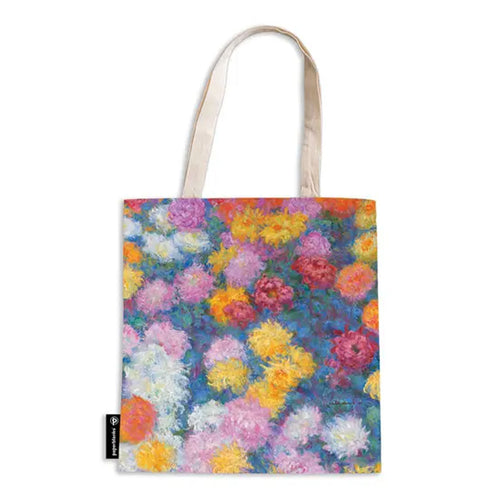 Bolsa de canvas reutilizable con bolsillo interior Monet’S Chrysanthemums