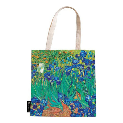 Bolsa de canvas reutilizable con bolsillo interior Van Gogh Irises