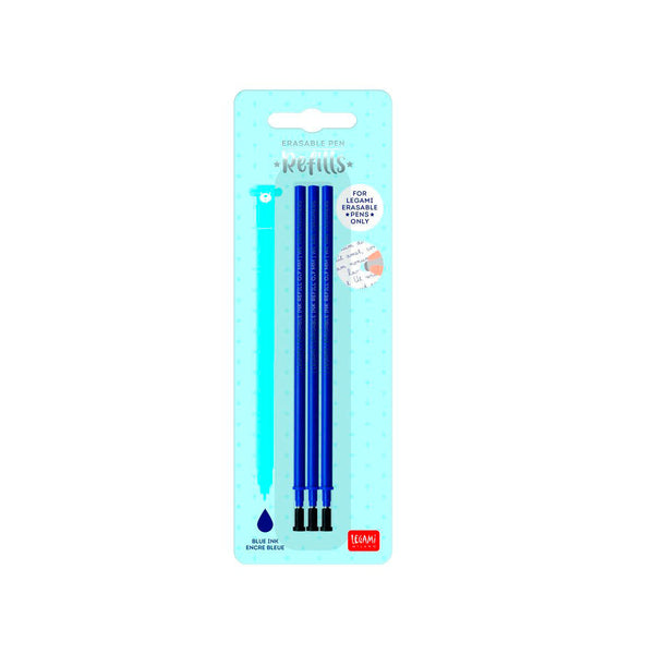 Set de 3 Repuestos para Plumas Borrables de Legami tinta Azul