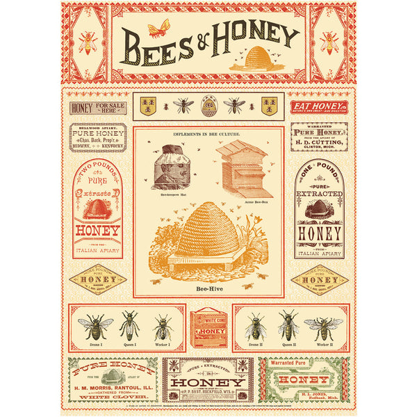 Póster decorativo en papel italiano Bees & honey