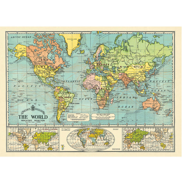 Póster decorativo en papel italiano World Map 6